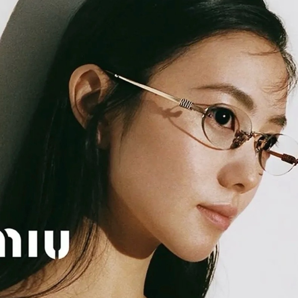 NEW MIU MIU SUNGLASSES MUA54S 5AK08N OVAL GOLD/CLEAR WOMEN MU A54S SMU A54